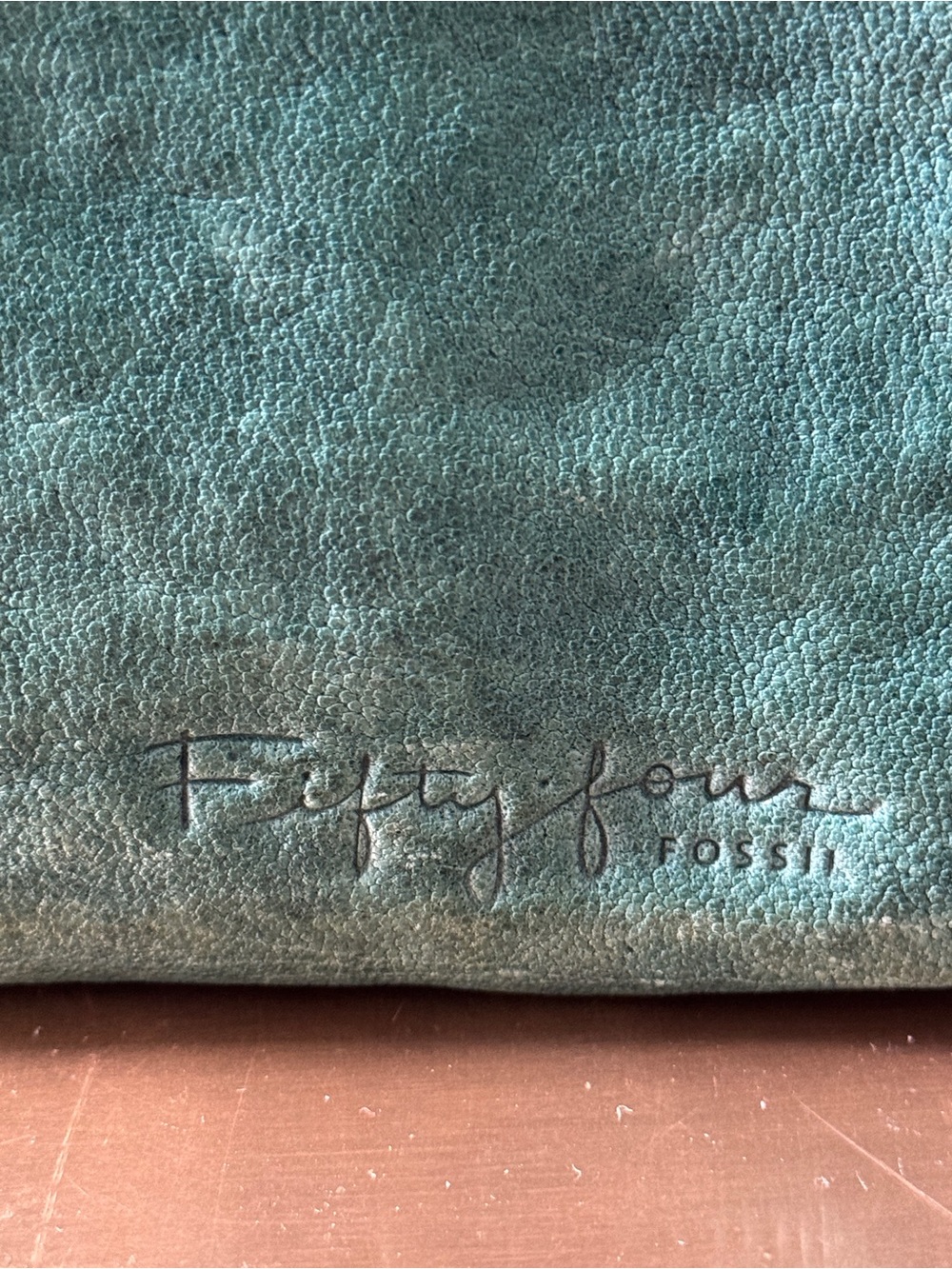 Fossil Fifty Four Teal Green Leather Foldover Wallet - Picture 2 of 10